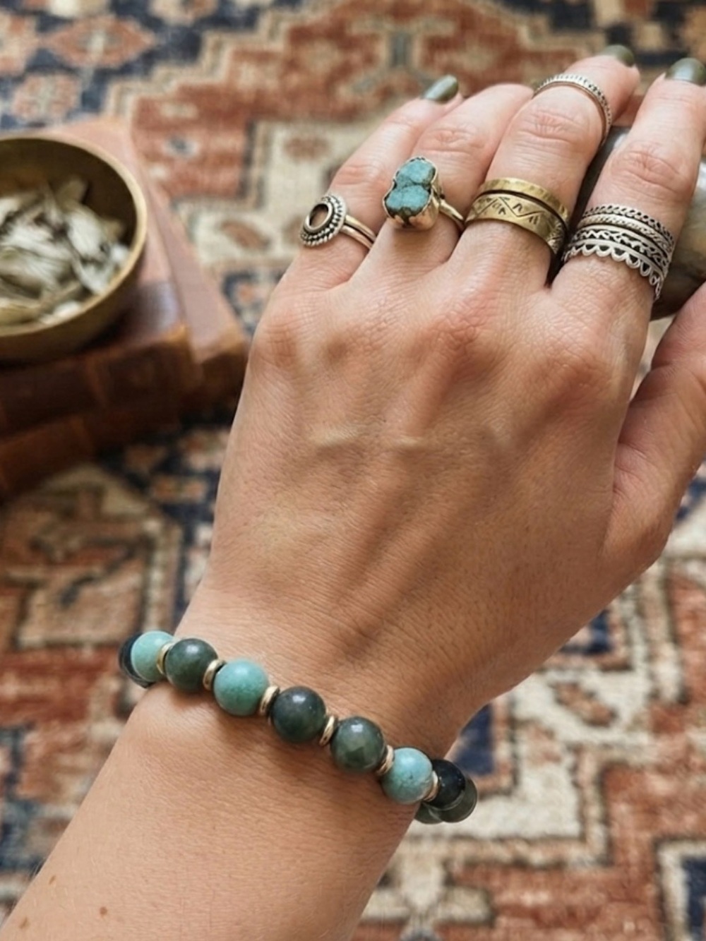 Green Onyx  Bead Bracelet